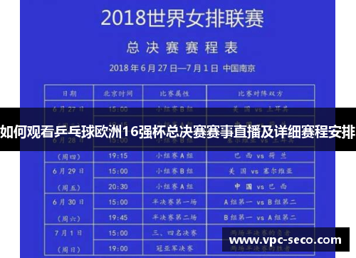 如何观看乒乓球欧洲16强杯总决赛赛事直播及详细赛程安排